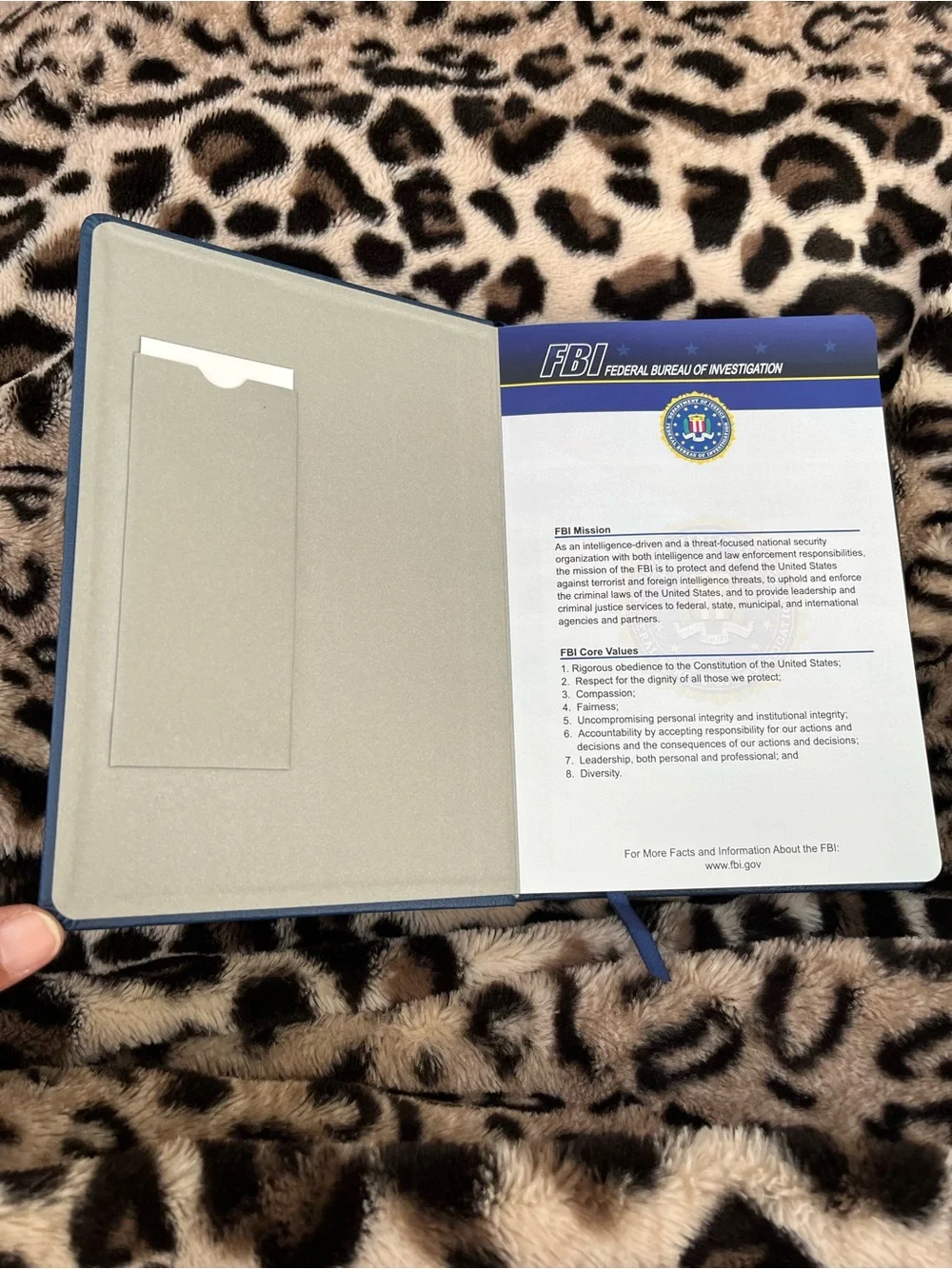 FBI Branded Blue Leather Notebook & Pen Set